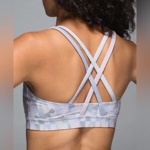 Lululemon Women's Size 8 Energy Sports Bra Gray Geometric Stain Glass Patterned
